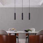 Yore Modern Cylinder Shape Linear Pendant Light Black Metal - Lamp Outdoor