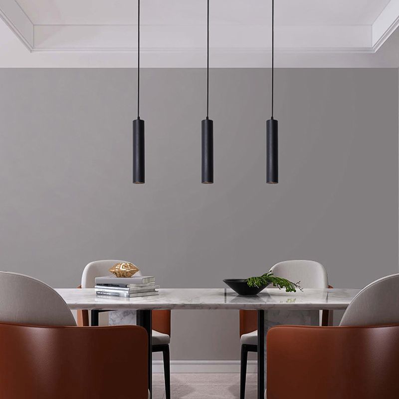 Yore Modern Cylinder Shape Linear Pendant Light Black Metal - Lamp Outdoor