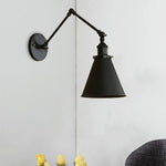 Zynar Vintage Adjustable Wall Lamp, Metal, Black/Rust, Living Room - Lamp Outdoor
