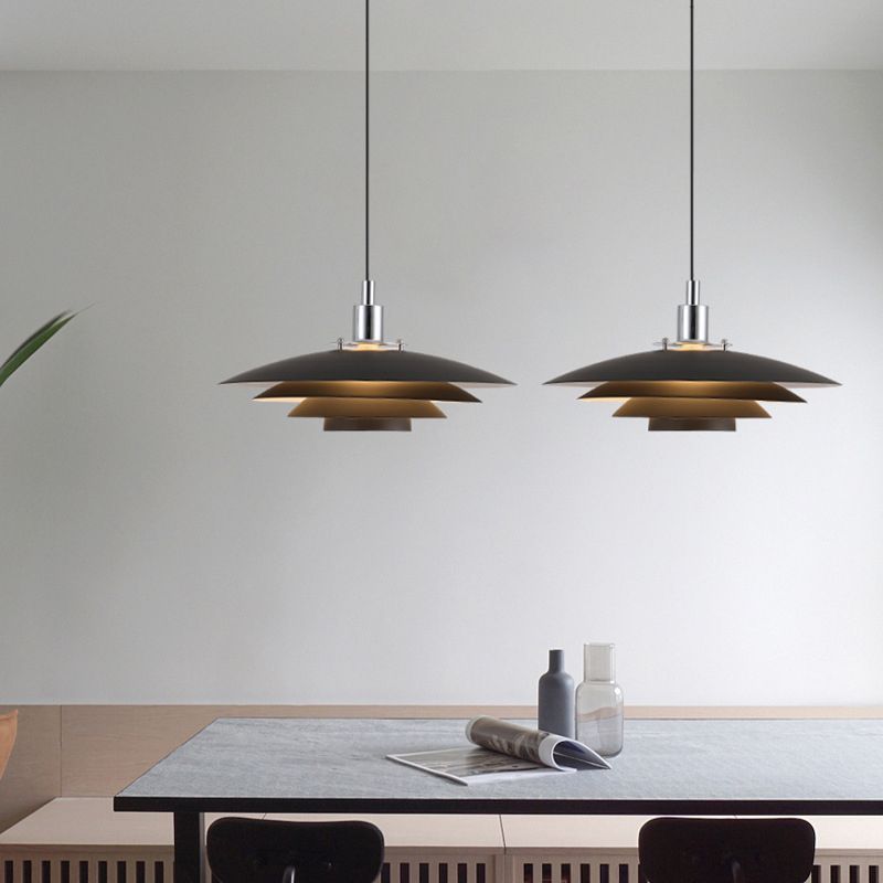 Nylo Contemporary Minimalist Frisbee Shaped Metal Pendant Light - Lamp Outdoor