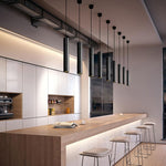 Yore Modern Cylinder Shape Linear Pendant Light Black Metal - Lamp Outdoor