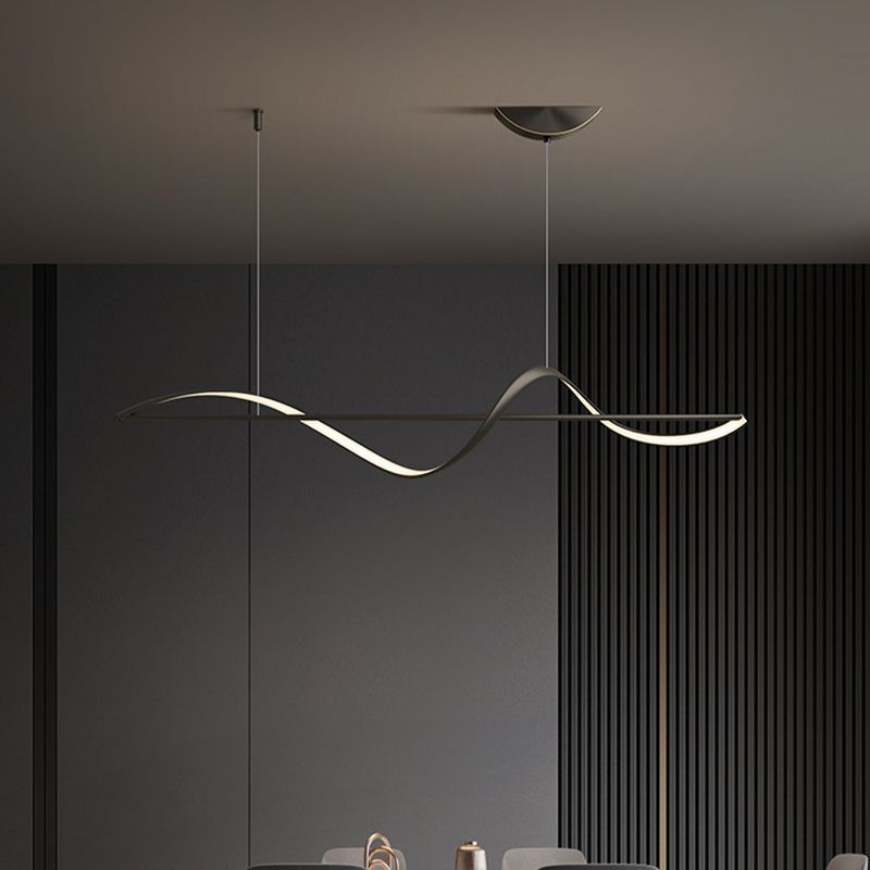 Zelin Pendant Light Wave Minimalist Designer, Metal, Brass/Black - Lamp Outdoor