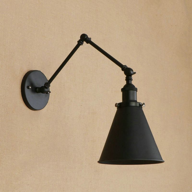 Zynar Vintage Adjustable Wall Lamp, Metal, Black/Rust, Living Room - Lamp Outdoor
