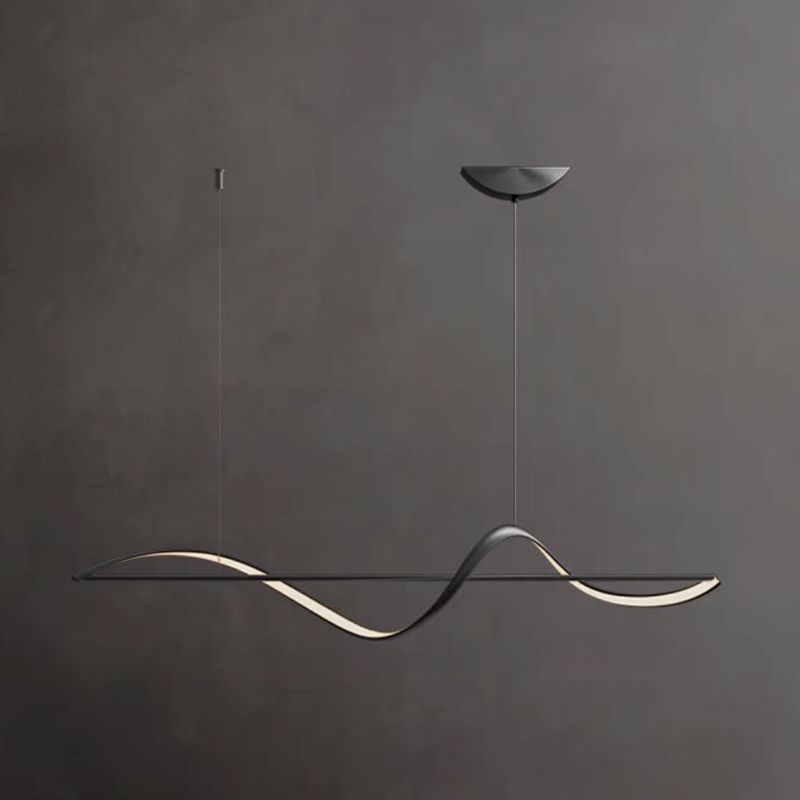 Zelin Pendant Light Wave Minimalist Designer, Metal, Brass/Black - Lamp Outdoor