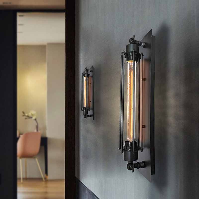 Tronel Vintage Cylinder Metal Wall Lamp, Black/Red/Silver/Gold - Lamp Outdoor
