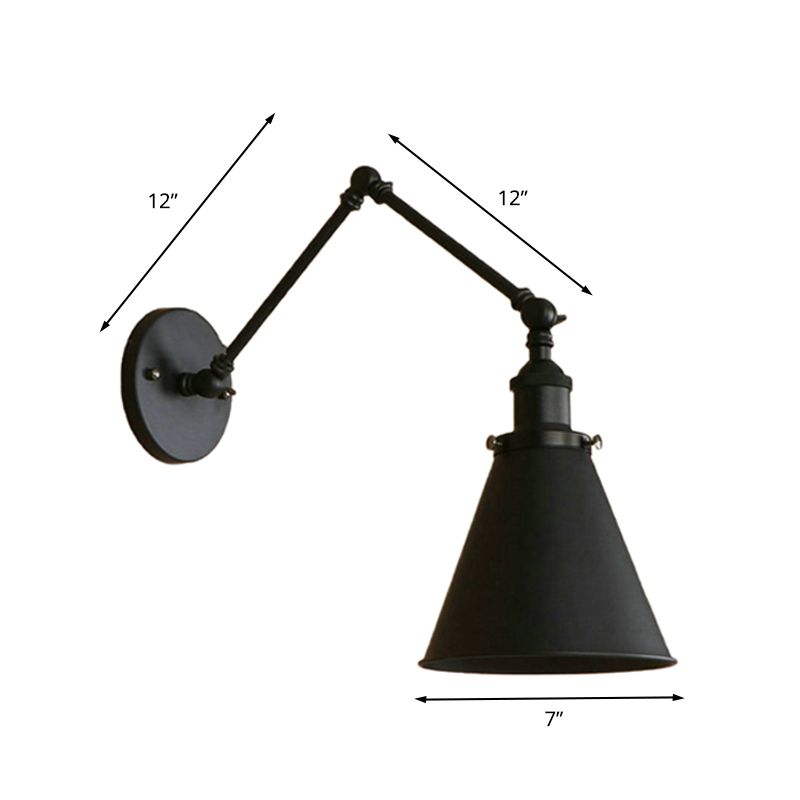 Zynar Vintage Adjustable Wall Lamp, Metal, Black/Rust, Living Room - Lamp Outdoor
