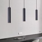 Yore Modern Cylinder Shape Linear Pendant Light Black Metal - Lamp Outdoor