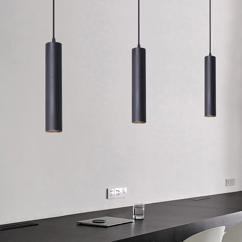 Yore Modern Cylinder Shape Linear Pendant Light Black Metal - Lamp Outdoor