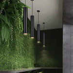 Yore Modern Cylinder Shape Linear Pendant Light Black Metal - Lamp Outdoor