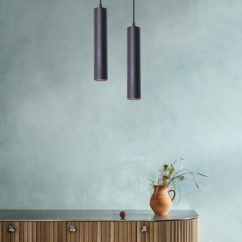 Yore Modern Cylinder Shape Linear Pendant Light Black Metal - Lamp Outdoor