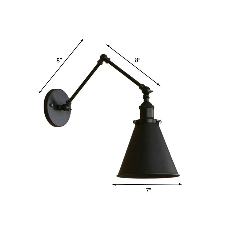 Zynar Vintage Adjustable Wall Lamp, Metal, Black/Rust, Living Room - Lamp Outdoor
