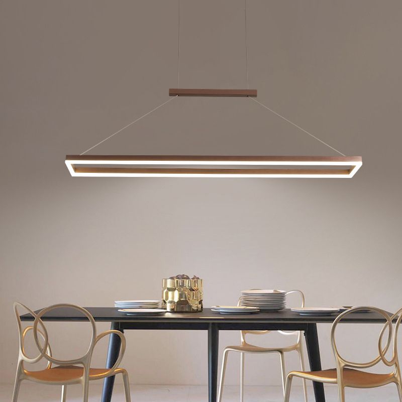 Gloen Modern Rectangular Hanging Pendant Light, Gold/Coffee - Lamp Outdoor