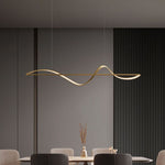 Zelin Pendant Light Wave Minimalist Designer, Metal, Brass/Black - Lamp Outdoor