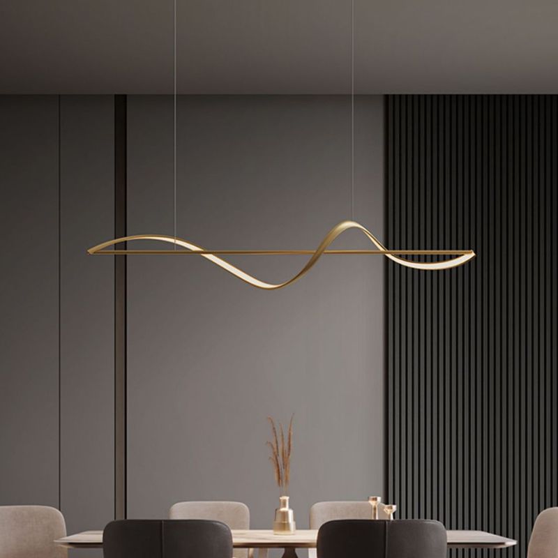 Zelin Pendant Light Wave Minimalist Designer, Metal, Brass/Black - Lamp Outdoor