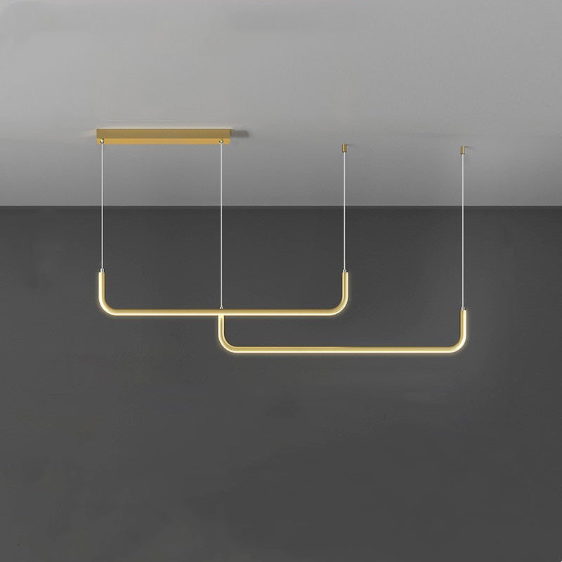 Clen Modern Linear Pendant Light Double Frame, Black/Gold - Lamp Outdoor