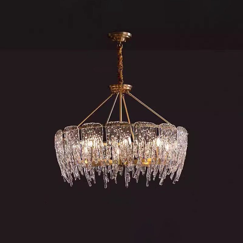 Cathaa Postmodern Luxury Rectangular Icicle Glass Crystal Chandelier - Lamp Outdoor