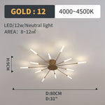 Wesley Flush-Mount Ceiling Light Fireworks, Black/Gold - Lamp Outdoor