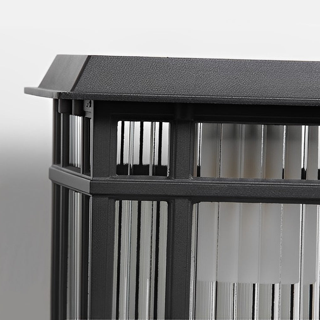 Retro Glass LED Waterproof Matte Black Modern Solar Fence Post Lights - Lamp Outdoor