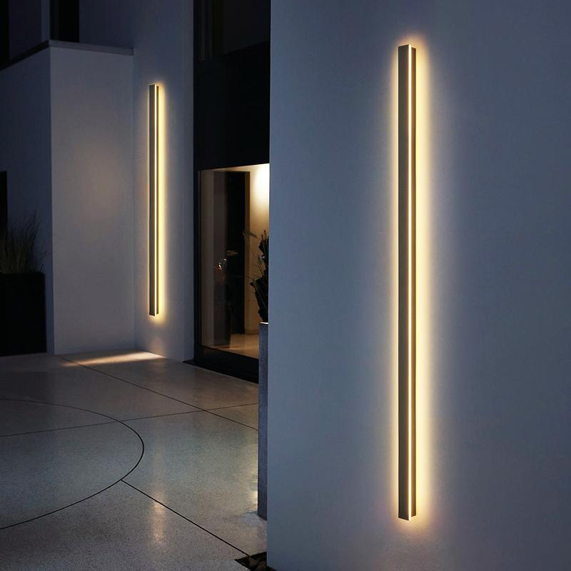 Waterproof Long Linear LED Wall Lamp Outdoor Wall Lights Black Porch Lights - Lamp Outdoor