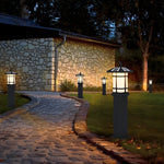 Modern Solar LED Bollard Lights with Ancient Asian Style Top Waterproof Outdoor Light - Lamp Outdoor