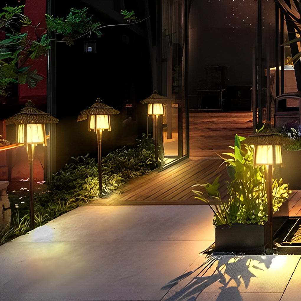 Branch Pattern Bamboo Style Lantern Versatile Outdoor Hanging and Post Light - Lamp Outdoor
