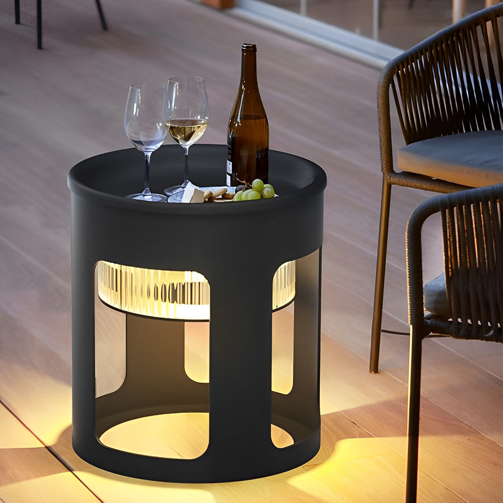 Round Table Lamp with Under-Table Lighting Solar-Powered LED Outdoor Light - Lamp Outdoor