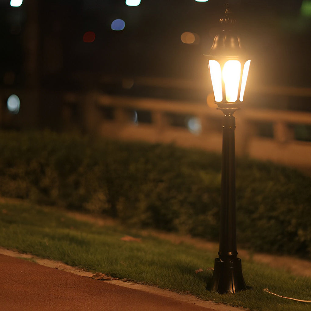 Elegant European-Style Black LED Outdoor Pathway Lamp Post - Lamp Outdoor