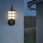 Retro Round Three Step Dimming Black European-style Solar Wall Sconces - Lamp Outdoor