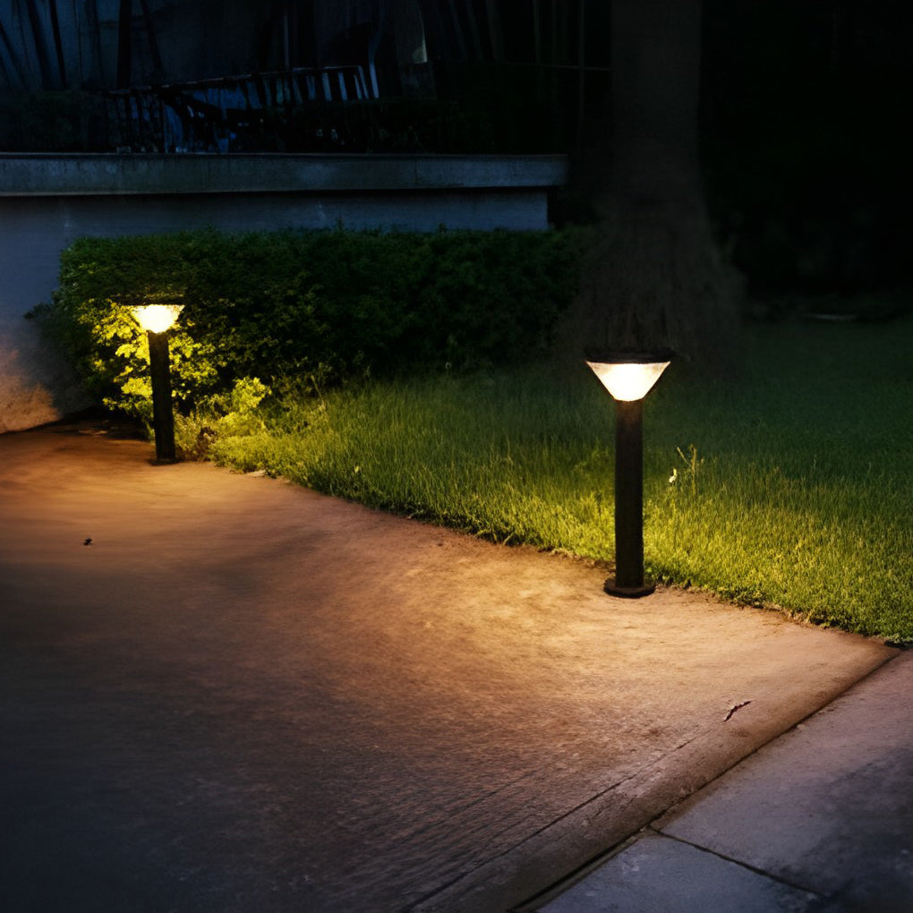 Contemporary Tapered Solar LED Pathway Light Black Cylindrical Outdoor Lighting - Lamp Outdoor