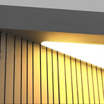 Square Metal Striped Decor LED Waterproof Black Solar Fence Post Light - Lamp Outdoor