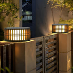 Round Creative Waterproof LED Black Modern Solar Fence Post Lights - Lamp Outdoor