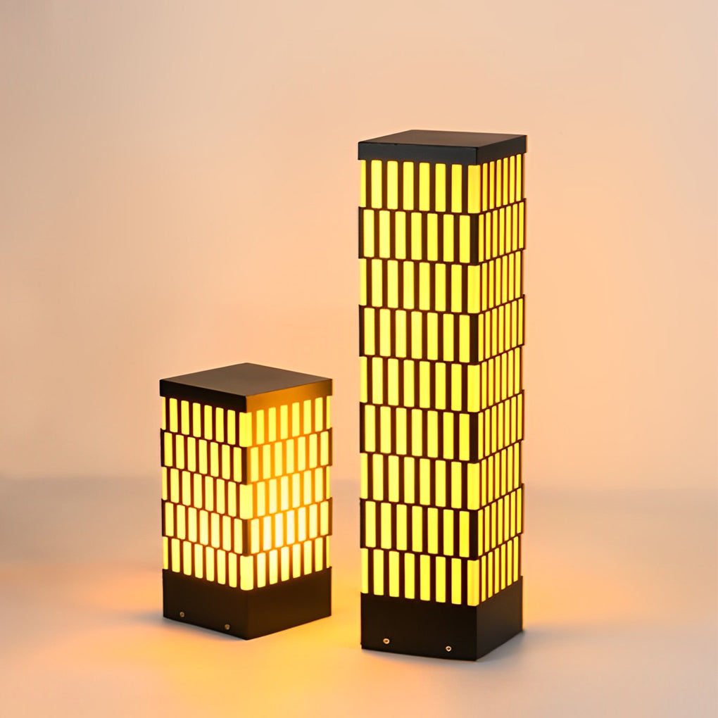 Grid-Designed LED Black Outdoor Lawn Lamp Modern Waterproof Landscape Bollard Lights - Lamp Outdoor