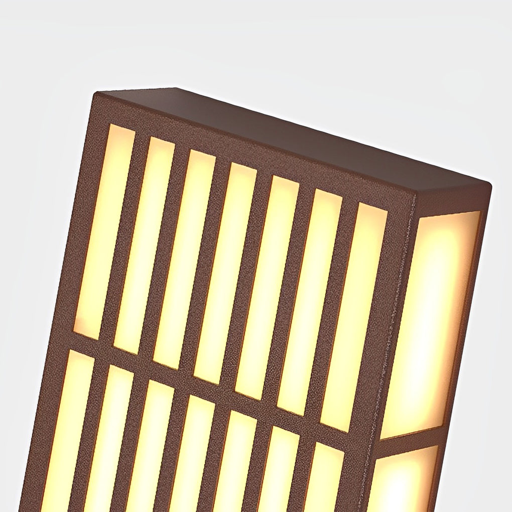 Retro Vertical Stripe Grid LED Waterproof Brown Outdoor Wall Lamp - Lamp Outdoor