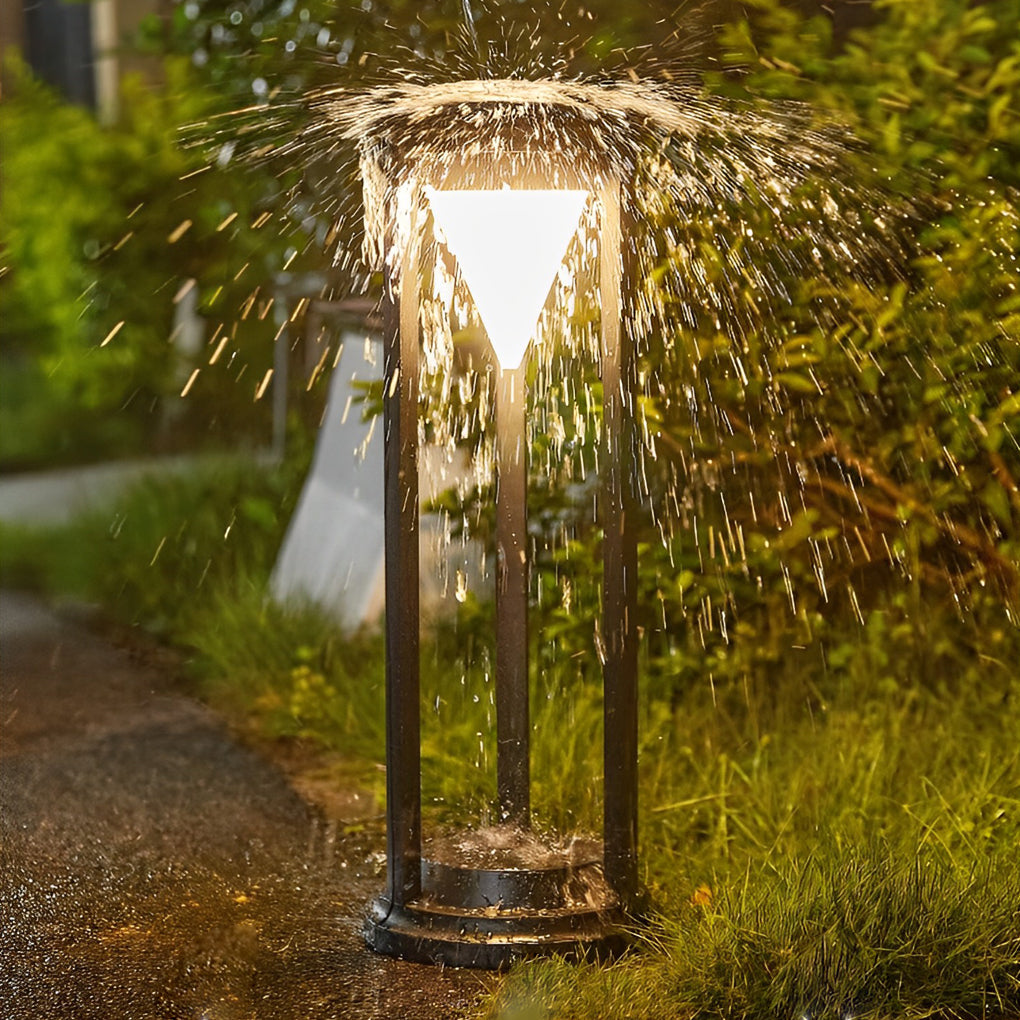 Adjustable Brightness LED Solar Path Lights Outdoor Black Modern Lawn Lamp - Lamp Outdoor