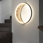 Round Resin Moon Crescent LED Hardwired Outdoor Wall Light - Lamp Outdoor