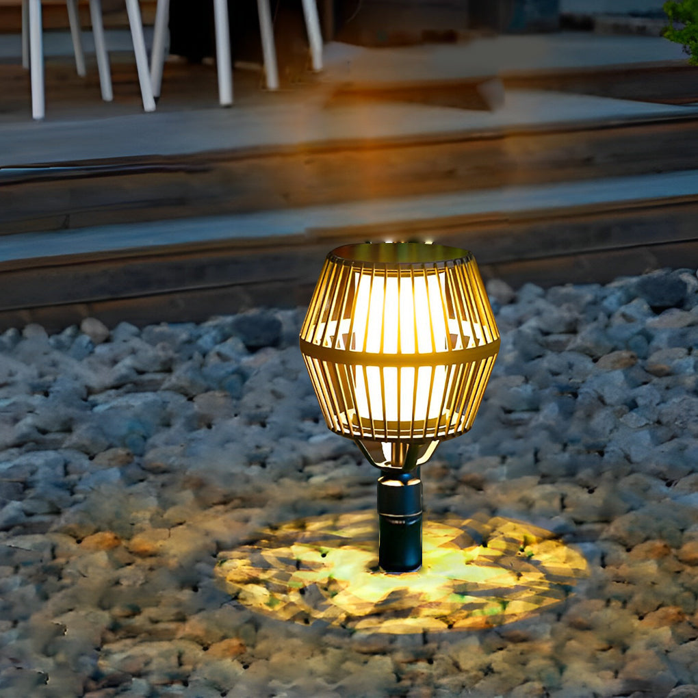 Modern Matte Black Solar Caged Lanterns - Lamp Outdoor