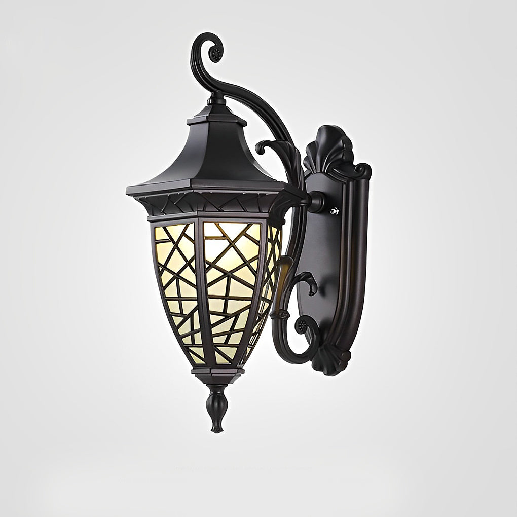 Retro Pattern Waterproof Black American Style Solar Powered Wall Lamp - Lamp Outdoor