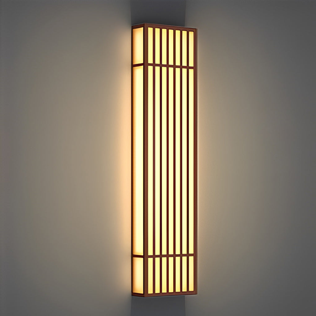 Retro Vertical Stripe Grid LED Waterproof Brown Outdoor Wall Lamp - Lamp Outdoor