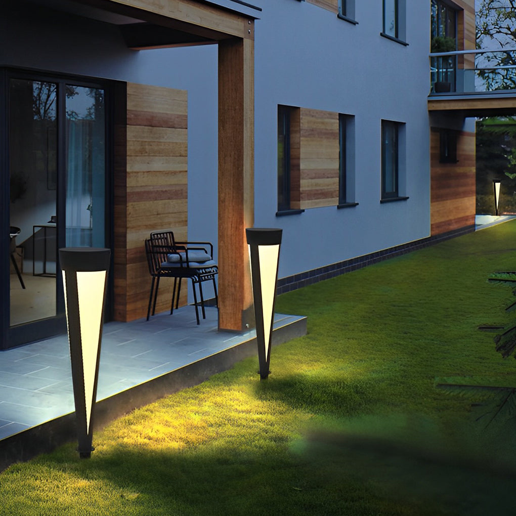 Round Gray Solar Outdoor Light Waterproof LED Lawn Lamp - Lamp Outdoor