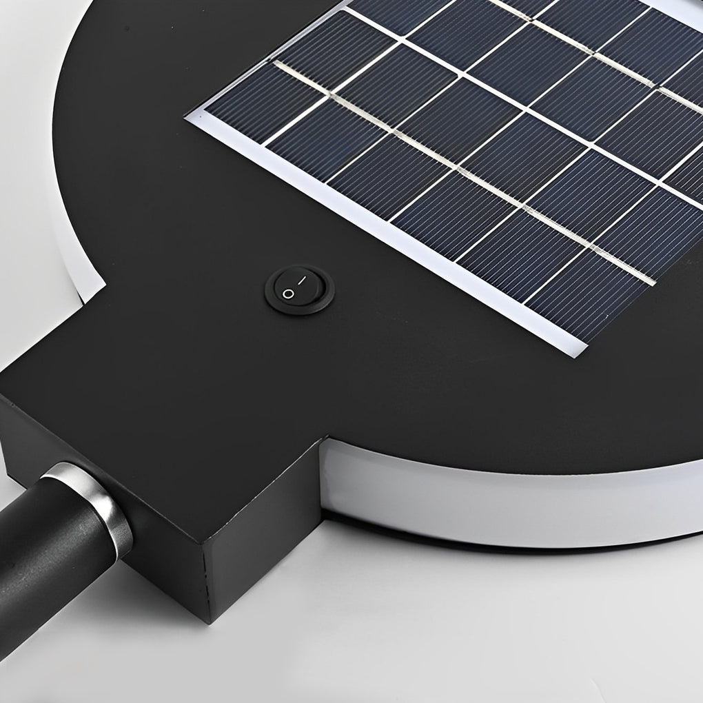 Modern Circular Black Solar LED Lawn Light - Lamp Outdoor