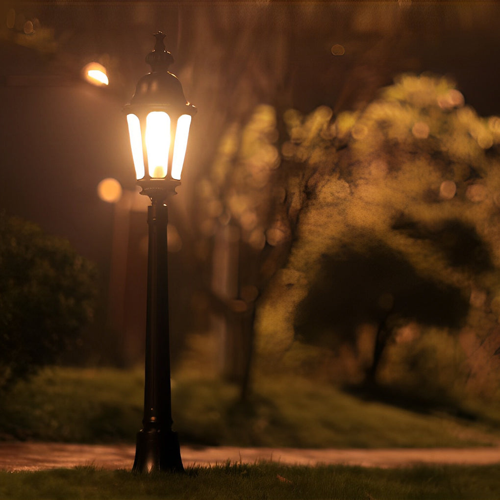 Elegant European-Style Black LED Outdoor Pathway Lamp Post - Lamp Outdoor