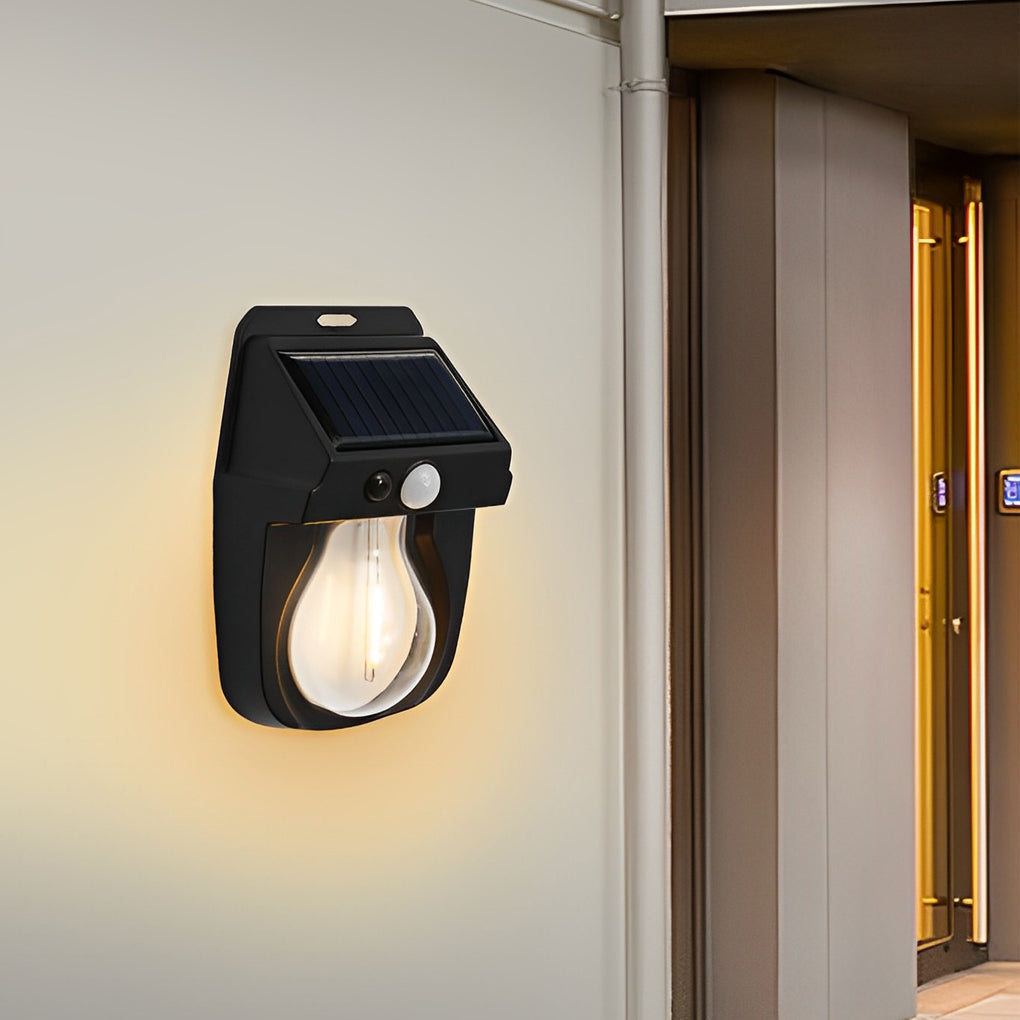 Tungsten Bulb Solar Wall Lanterns Dusk to Dawn Motion Senor Lighting - Lamp Outdoor