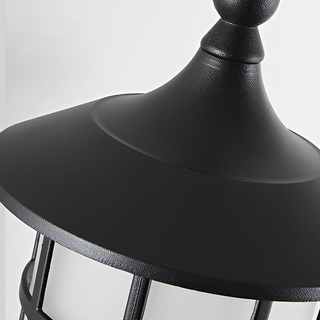 Retro Round Three Step Dimming Black European-style Solar Wall Sconces - Lamp Outdoor