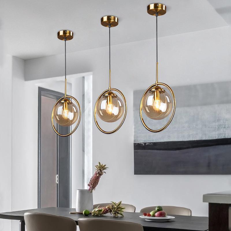 Zoey Glass Pendant Light with a Metal Ring - Lamp Outdoor