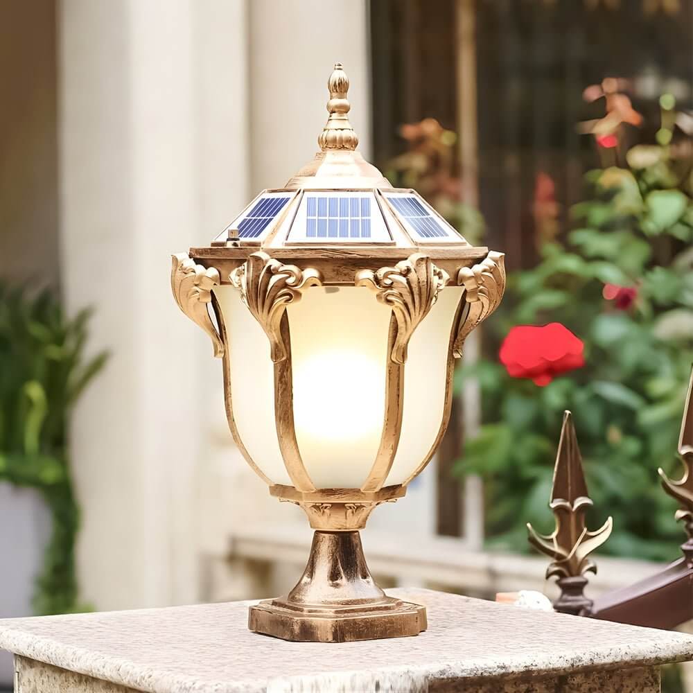 14.6-/17.7-inch H Black/Bronze Solar LED Outdoor Pier-Mount Post Light - Lamp Outdoor