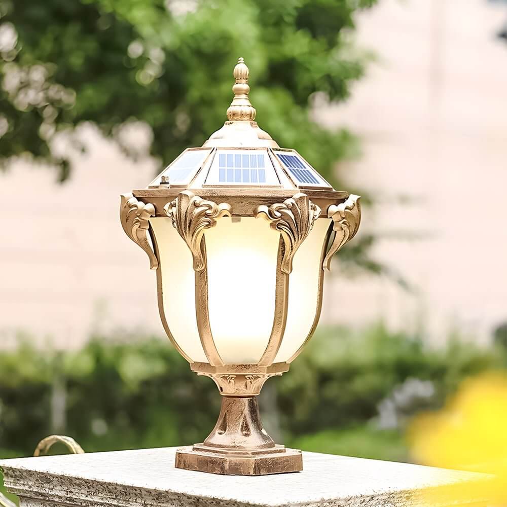 14.6-/17.7-inch H Black/Bronze Solar LED Outdoor Pier-Mount Post Light - Lamp Outdoor