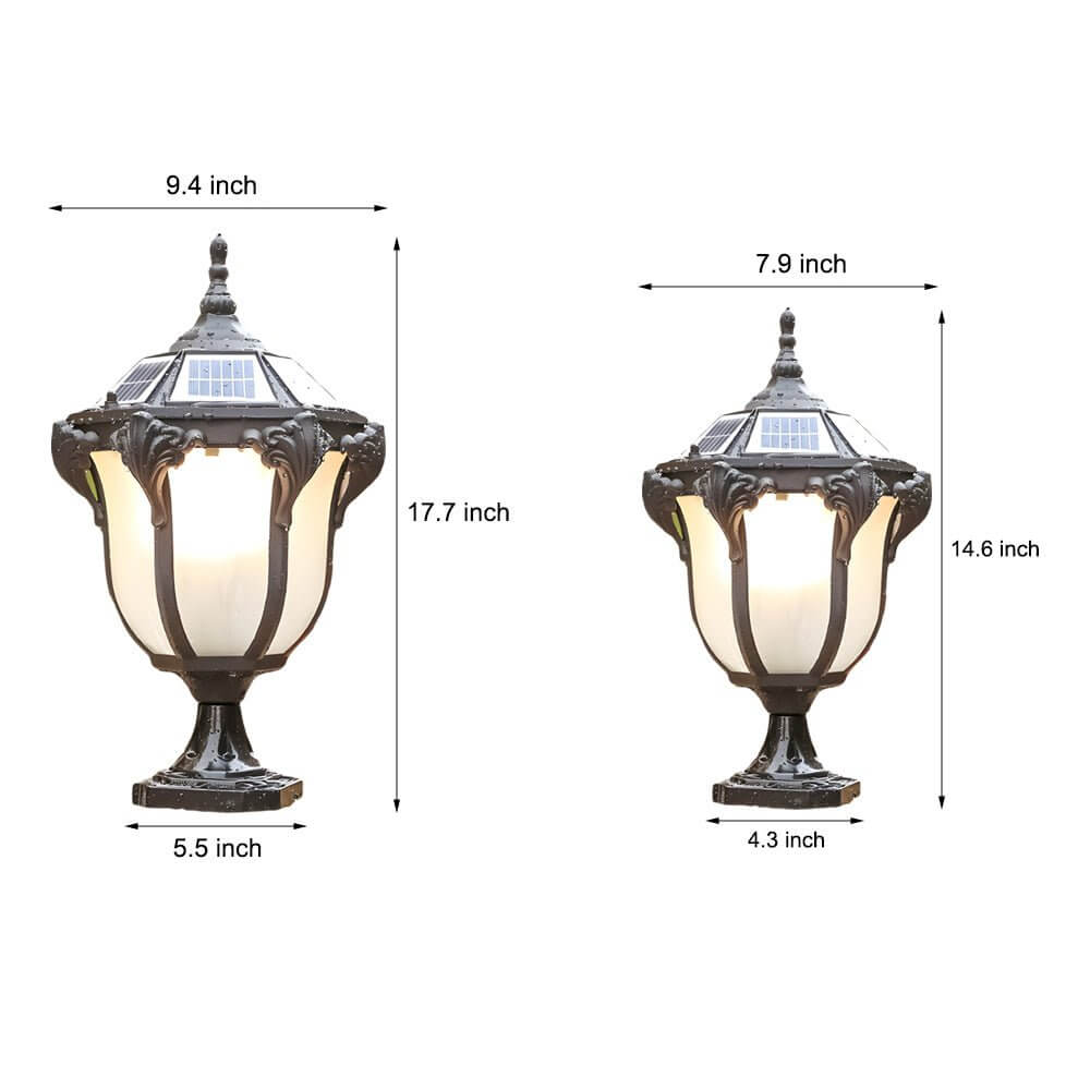 14.6-/17.7-inch H Black/Bronze Solar LED Outdoor Pier-Mount Post Light - Lamp Outdoor
