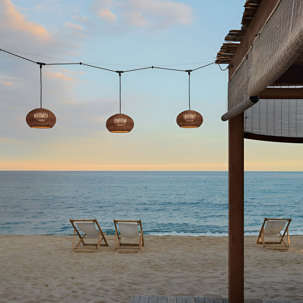 Lantern Shaped Waterproof Rattan Modern Outdoor Wall Lamp Chandelier - Lamp Outdoor