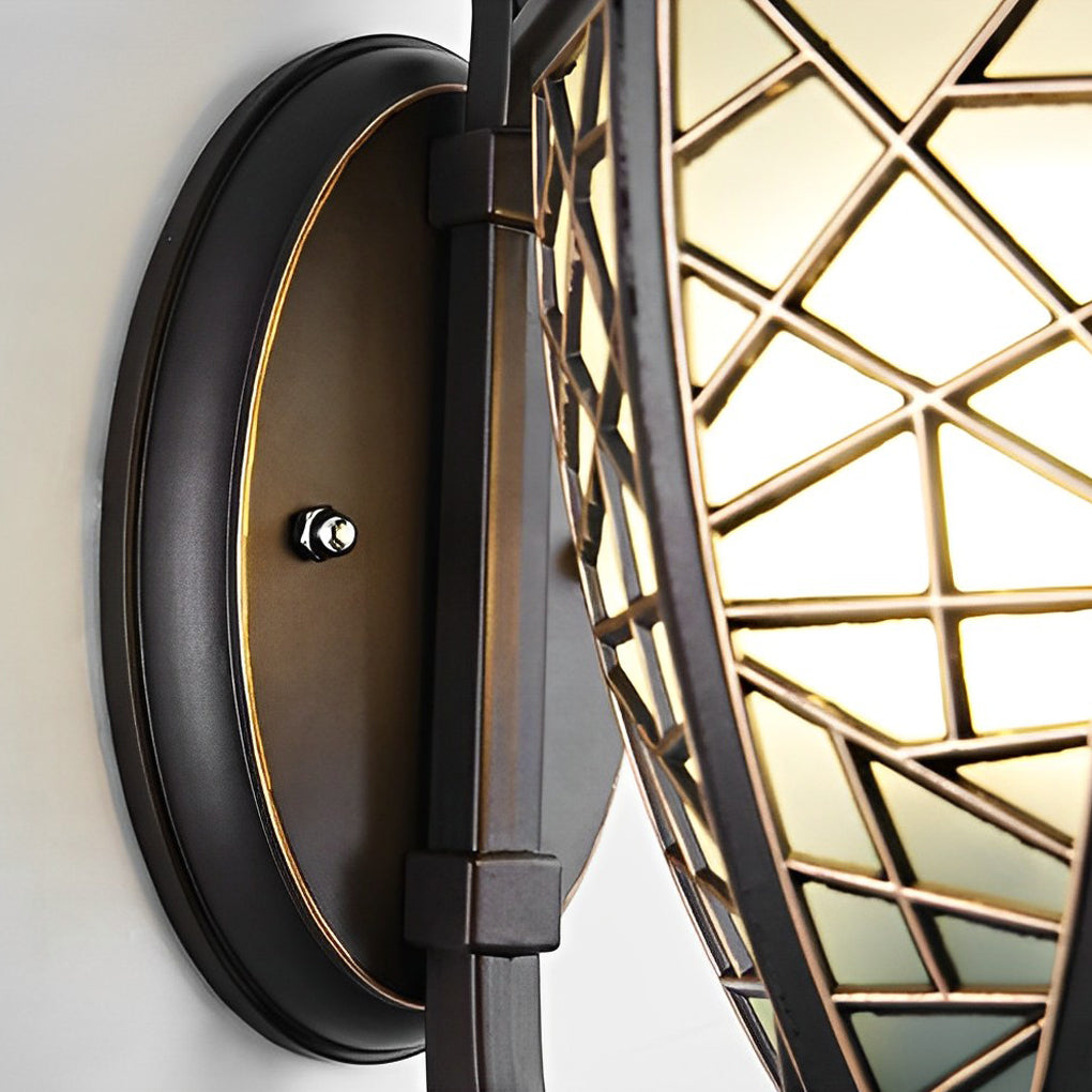 Retro Pattern Waterproof Black American Style Solar Powered Wall Lamp - Lamp Outdoor