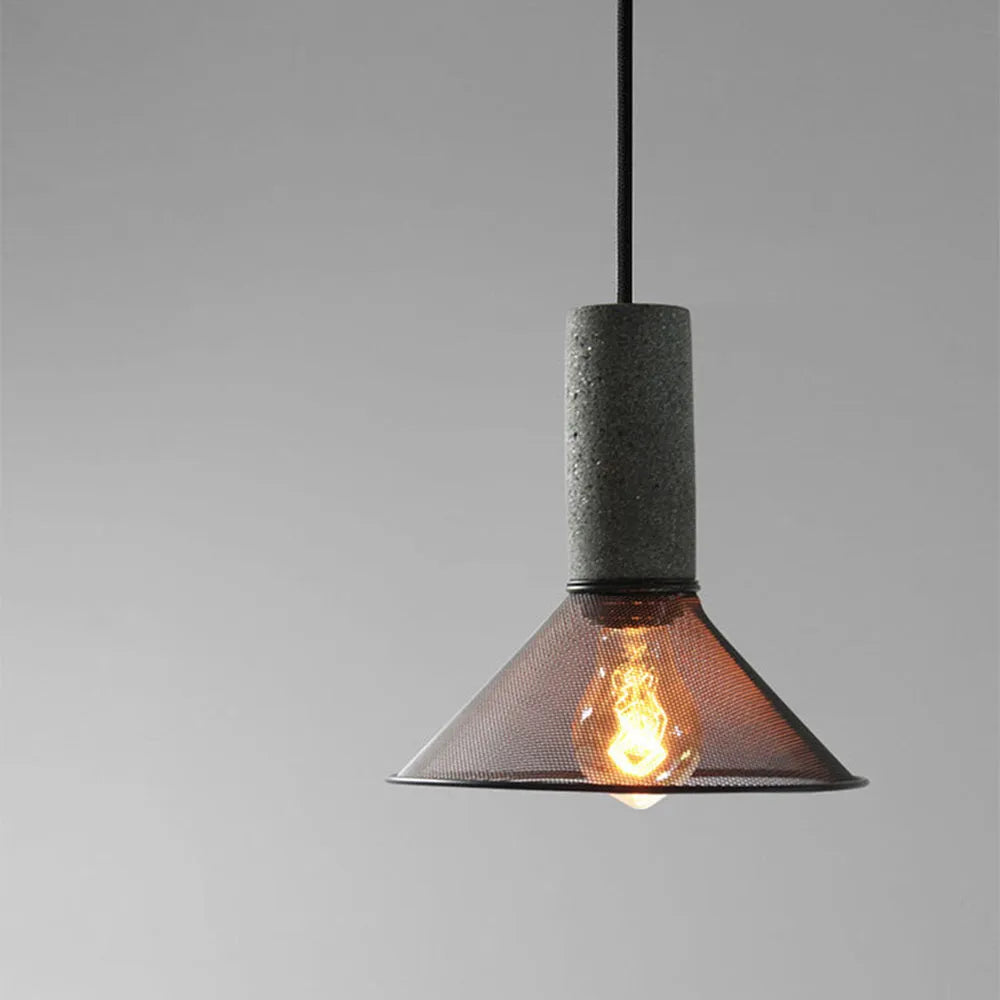Xenith Industrial Cylindrical Pendant Light, Cement/Metal - Lamp Outdoor